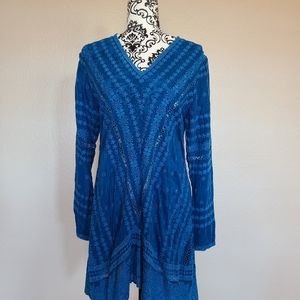 Johnny Was V Neck Embroidered Eyelet Dress